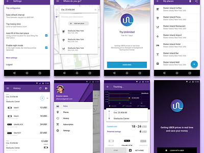 Uberlean for Android android app design material mobile mockup uber ui ux