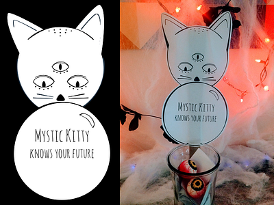 Mystic Kitty Knows Your Future cat crystal ball fortune future halloween illustration kitty mystic party psychic seer