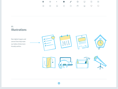 Updating Style Guide with New Illustration Style calendar cat checklist computer healthcare illustration map missing telescope tools