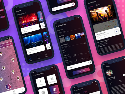 Event App Black Theme android ios uidesign