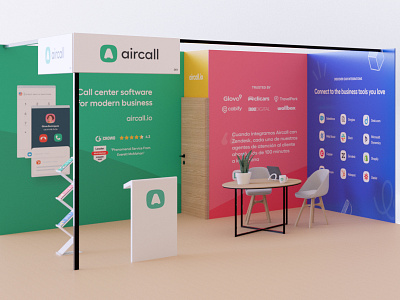 Booth 3d aircall b2b blender booth environmental design event expo print saas visualisation