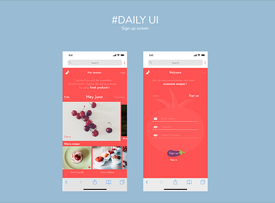 Sign up screen mobile version app design flat ui ux web website
