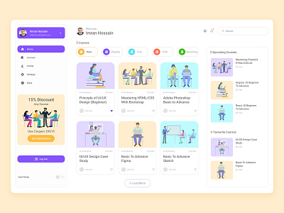 Elearning Dashboard UI Design by Imran Hossain on Dribbble