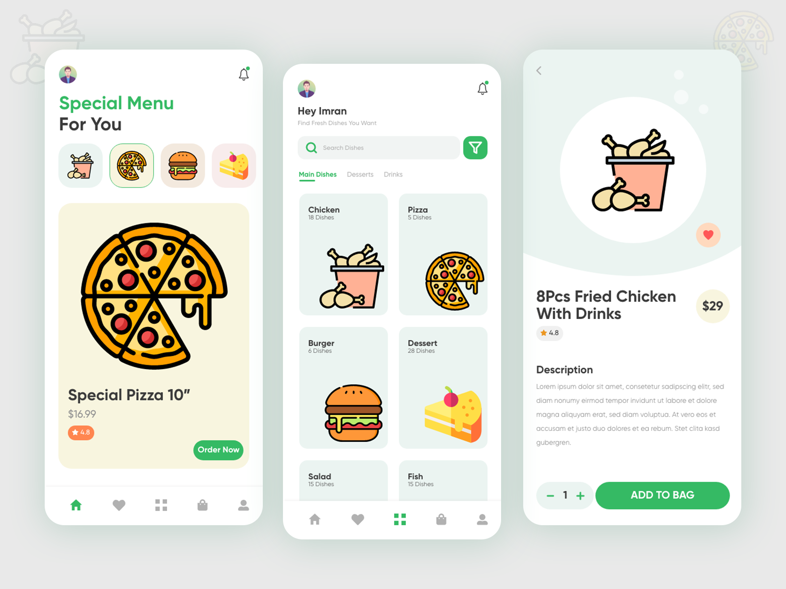 Food Delivery App UI by Imran Hossain on Dribbble