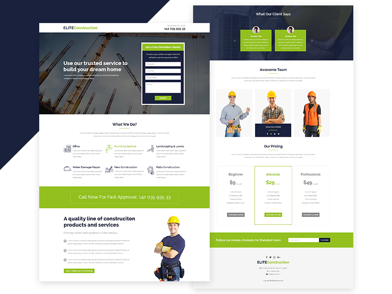 Construction Landing Page by Imran Hossain on Dribbble