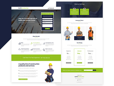 Construction Landing Page app clean construction dribbble landingpage modern ui ux webdesign webui