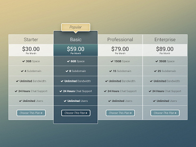 Pricing Table pricing pricingplan pricingtable psd table webdesign