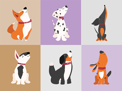 Cute dogs^^ animal art bull dog colored corgi cute dachshund dalmatin design dog dogs flat design illustration pet pets