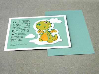 Baby Boy Postcard Design baby baby shower boy clouds cute dragon gift greeting card notecard postcard