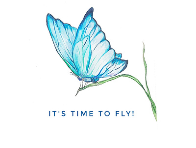 Blue butterfly. It's time to fly! beauty logo beauty product beauty salon blueprint branding illustration logo minimal typography