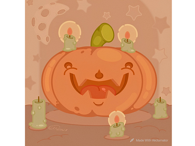 Pumpkin King candle cartoon character design design flat design halloween happy halloween illustration moon pumpkin pumpkin king stars