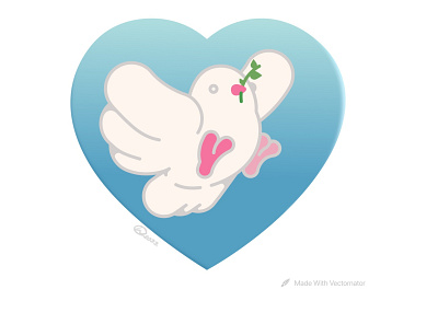 Dove cartoon character design design dove flat flat design graphic design heart illustration leaf sky vector vector illustration
