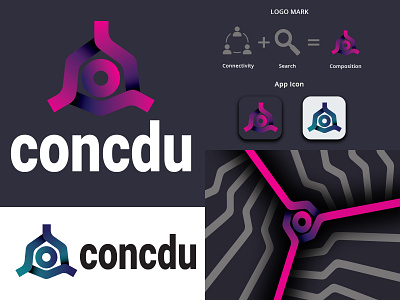 Concdu Logo branding, connectivity & search logo, modern logo