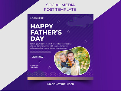 Happy Fathers Day Social Media Post Vector Template