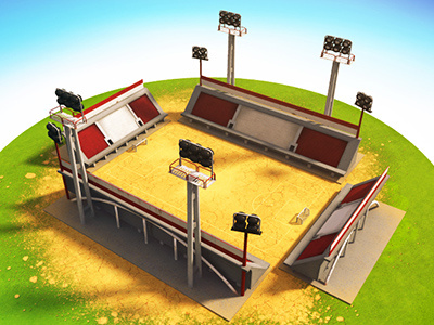 Cartoon Stadium 3d background character design games maya