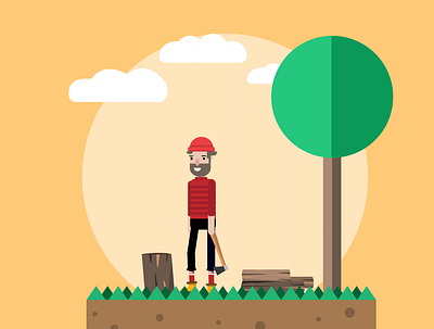 Lumberjack branding design dribbble flatdesign forest illustration lumberjack uidesign vector