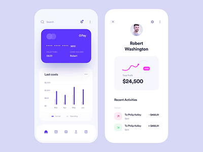 Banking application animation app application banking bankingapp clean coins credit card design finance graphic interface mobile money motion profile statistic ui ux