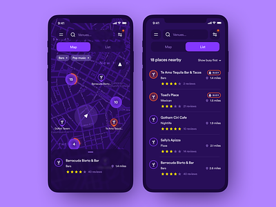 Nightlife venues searching, iOS application