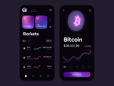 Cryptocurrency app concept app bitcoin blockchain crypto crypto wallet ethereum fintech ios mobile mobile app ui ux