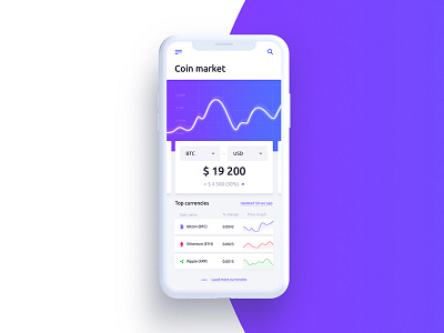 Coin market app application bitcoin crypto design interface iphonex mobile money ui ux