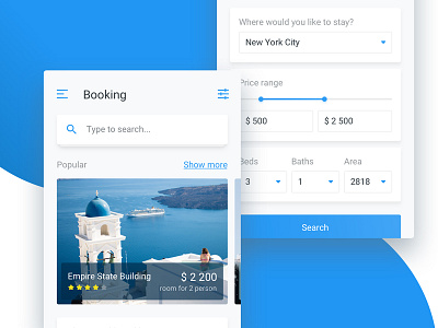 Booking app app application blue booking clear design interface material mobile ui ux