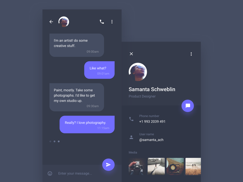 Material design chat app by Alex Arutuynov 🤘 on Dribbble