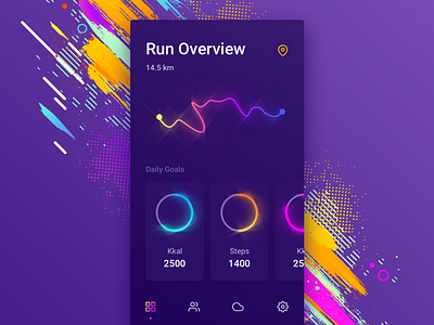 Run overview app dashboard design material mobile purple stat ui uiux ux