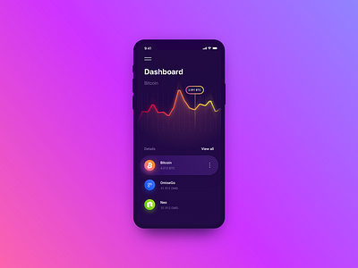 Cryptoapp app coin crypto currency dark dashboard design mobile ui ux wallet