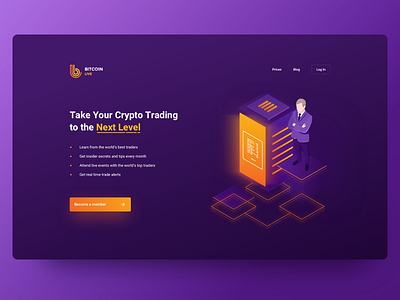 Landing page bitcoin crypto cryptocurrency dark design landing landing page news orange page purple ui ux yellow
