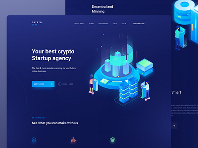 Landing page bitcoin blue coin crypto crypto currency dark landing landing page ui ux