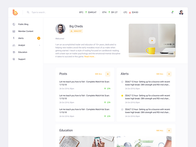 Profile page clean dashboard interface light orange page profile ui ux web webpage yellow