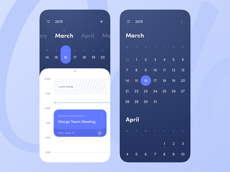 Calendar by Alex Arutuynov 🤘 on Dribbble