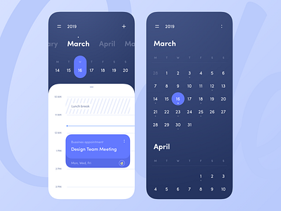 Calendar app application blue calendar clean colors day design event interface minimal mobile month note team timeline tool ui ux