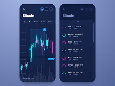 Trading platform mobile app bitcoin clean coin crypto cryptocurrency dark design graphic interface ios iphone mobile panel platform stats trade trading ui ux