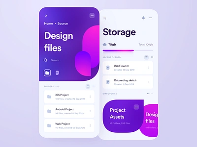 Cloud Storage App app application clean cloud cloud app data design disk documents drive file manager files folder interface ios mobile mobile ui storage ui ux