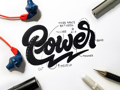 Power brush font handmade lettering letters logo logotype script typism typography