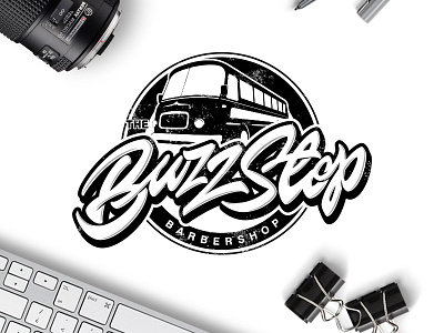 BuzzStop logotype brush handmade lettering letters logo logotype script typeface typism typography