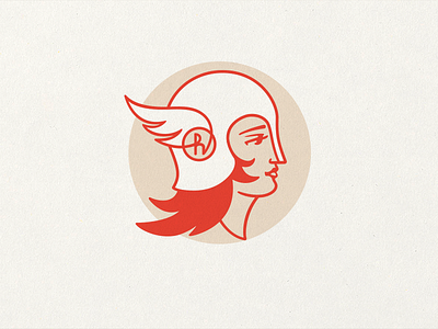 Heroikka app deco h helmet logo orange social valkyrie warrior wing woman