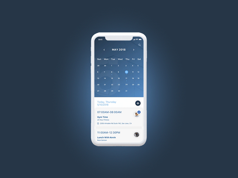 Calenda Interaction1 animation app design ui ux