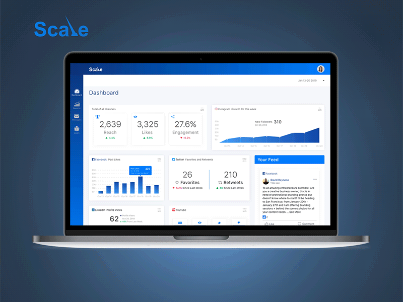 Scale Social Media Dashboard animation design ui ux web