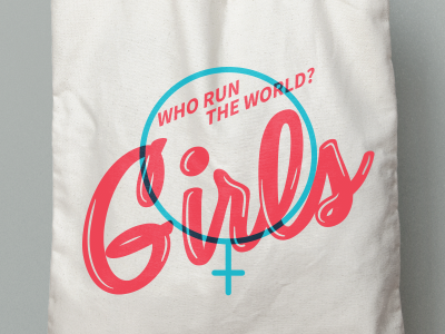 Girls tote bag color girl power girls overlay typography women