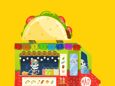 Taco Truck 2d bright color colorful cute design food truck illustration taco truck tacos