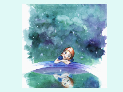Mirando las estrellas acuarela book childhood cuento illustration ilustración infantil story watercolour