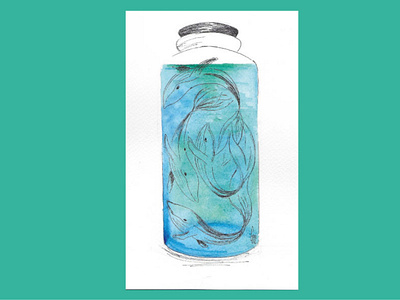 Ballenas en una botella acuarela book illustration ilustración watercolour