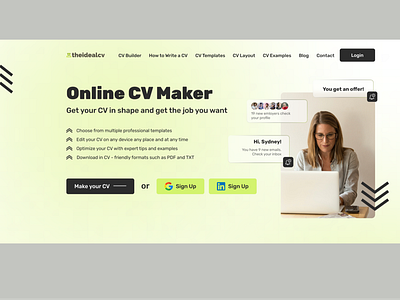 Design website online cv maker design flat graphic design minimal ui web website
