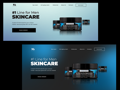 E-commerce male skincare store. Main page concept