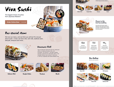 Sushi restaurant website design branding design figma figma design flat japanese restaurant landing landing design minimal sushi sushi website ui ui design ui ux web web design website