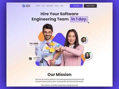 Koding Talent design flat hire talent hiring illustration koding minimal team team website ui ui design ui trend ux web website