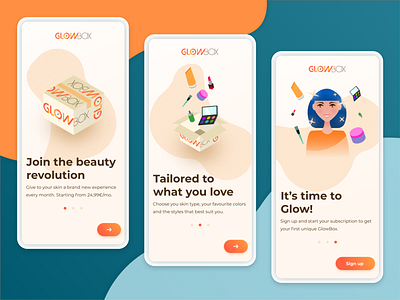 GlowBox - Onboarding cosmetic cosmetics dailyui dailyuichallenge onboarding softui