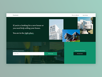 Househunter - Hero Section green hero hero section homepage house landing minimal web design